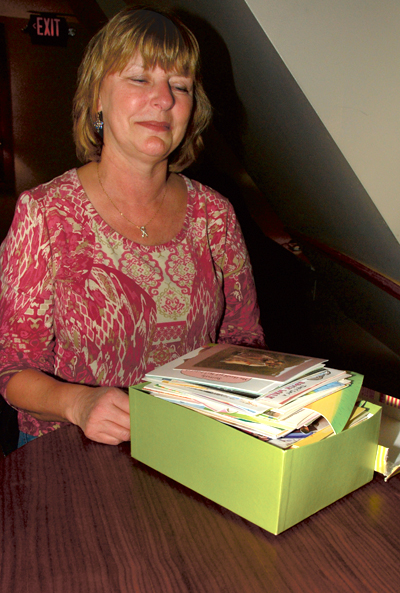 Sue Eichler received many cards when recovering from breast cancer. Photo by Jacqueline Smith.