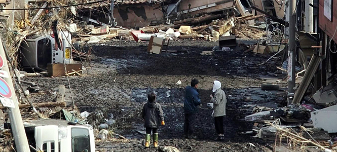 A scene of destruction left by tsunami in Kamaishi on March 13, 2011. Photo courtesy of MCT.