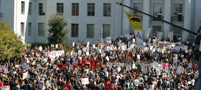 Protests at UC Berkeley over tuition increases. Photo by MCT Campus.