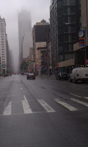 A street in the city is deserted as residents evacuate the area. Photo by Katie Wallace.
