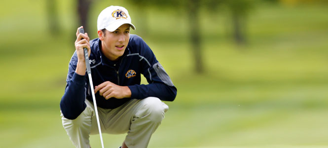 Kent+State+junior+golfer+Kevin+Miller+lines+up+a+putt+at+a+recent+match.+Photo+courtesy+of+Kent+State+Sports