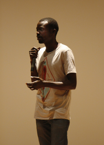 Godrey Opiyo speaks to students for Invisible Children Presents: The Frontline Tour. Photo by Elyse Claassen