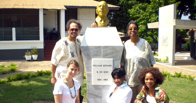 Francis Dorsy, Marlene Dorsey, Alfreda Brown and Tina Kandakai with a graduate student at the W.E.B. Du Bois tomb in Ghana 2009. Dorsey contributed the picture from his personal collection.