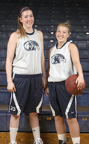 Freshmen Women Basketball players Jamie Hutcheson and Josey Hull. Photo by Brian Smith.
