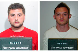 Kent State students Antonio Bucca, left, and Drew Patenaude were charged with identity fraud, forgery and telecommunications fraud.