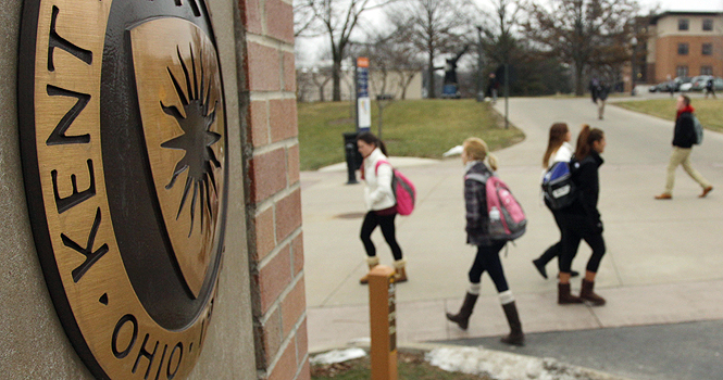 Students walk on the Esplande by the Business & Administration on Wednesday afternoon. Photo by Brian Smith.