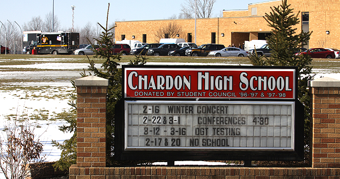 The+Geauga+County+Sheriff+department+secure+Chardon+High+School+after+a+school+shooting+on+Feb.+27.+Photo+by+Brian+Smith.