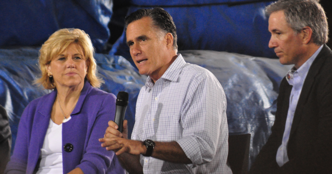 Mitt+Romney+speaks+during+a+campaign+stop+at+American+Spring+Wire+in+Bedford+Heights+on+Sept.+26.+Photo+courtesy+of+Bill+Bryan.