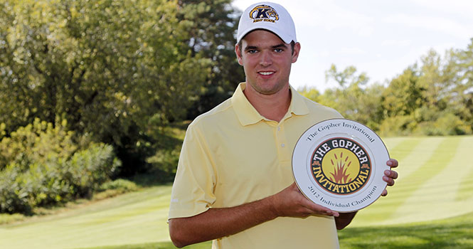 Kent State junior Corey Conners overcame an eight-shot deficit to win the 2012 Gopher Invitational. Photo courtesy of Kent State Athletic Department.
