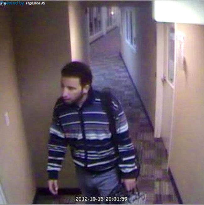 Police distributed this still image captured from surveillance video recorded inside College Towers. Photo courtesy of Kent City Police.