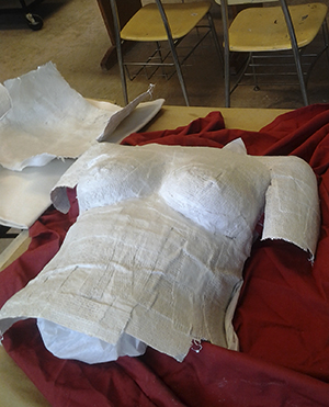 Plaster casts of volunteer's chests during the breast cancer awareness event at Kent State Stark Campus on Oct. 25, 2011. Photo by Tyra Byrd