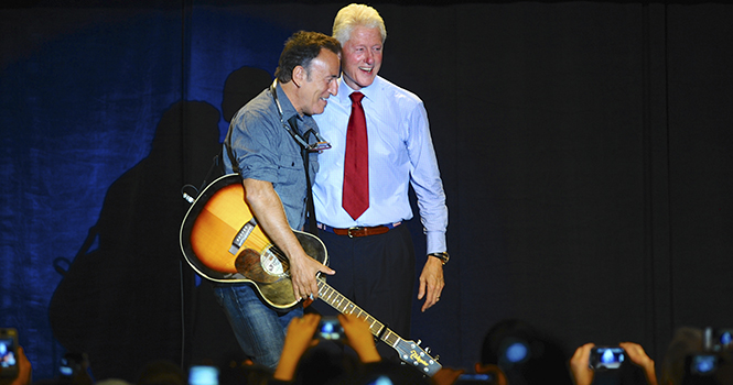 Bruce Springsteen rocked and former U.S. President Bill Clinton talked. Both touted Barack Obamas compassion for the middle class calling out the Romney campaign for being out of touch with the average American. Photo by LAURA FONG.