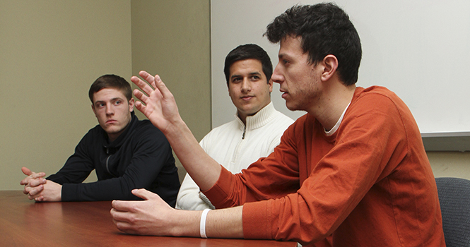 Kent State computer science majors David Steinberg (right), Daniel Gur (middle) and Camden Fullmer (left) are the developers of 