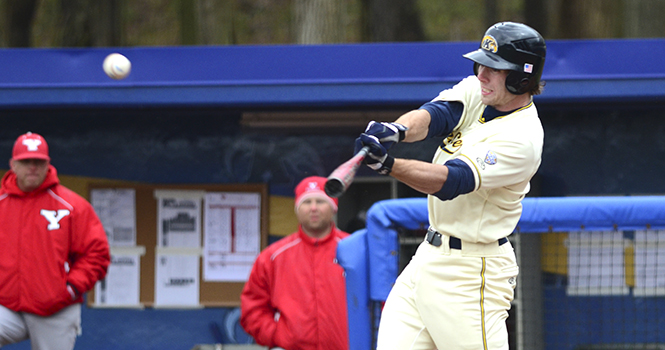 Nick+Hamilton%2C+junior+infielder%2C+hits+the+ball+during+the+home+game+against+Youngstown+State+University+on+April+11%2C+2012.+The+Flashes+beat+the+Penguins+14-4.+Photo+by+NANCY+URCHAK