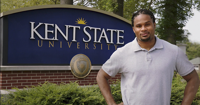 Josh Cribbs, Cleveland Browns wide receiver, starred in one of Kent States advertisements.