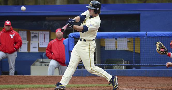 Nick+Hamilton%2C+junior+infielder%2C+hits+the+ball+during+the+home+game+against+Youngstown+State+University+on+April+11%2C+2012.+The+Flashes+beat+the+Penguins+14-4.+Photo+by+Nancy+Urchak.