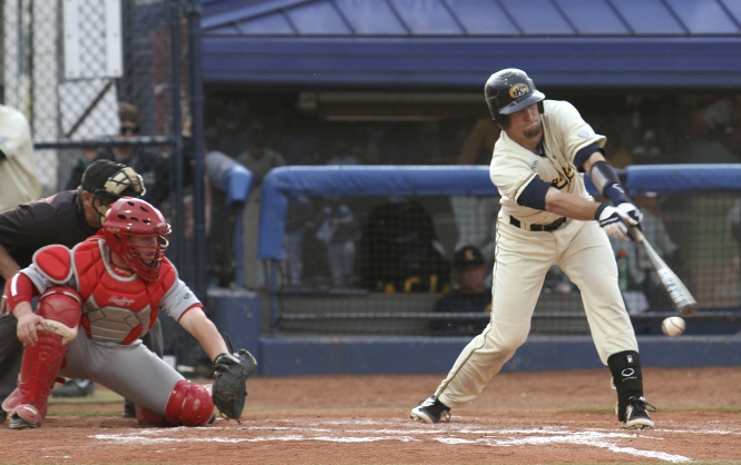 Kent State sophomore Tommy Monnot bats for Kent State in a doubleheader against Youngstown State at Shoonover Field on Tuesday, April 23, 2013. Kent State lost the first game, 10-4, and won the second game, 5-2. Photo by Yolanda Li.