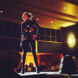 A model walks the runway during the Art of Contrast Fashion Show in the Student Center Ballroom on Friday Nov. 22, 2013. Photo by Maddi Rotunda.