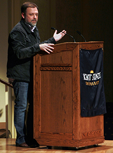 Tim Wise essayist and antiracist speaker speaks to students about racism in the Kiva on Thursday, Dec 05, 2013.