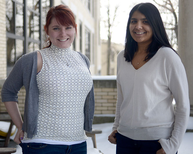 (From left) Jesica Rapier, a clinical psychology graduate student, and Mansi Mehta, a clinical psychology graduate student, are two founding members of a new on-campus womens grief and loss group.