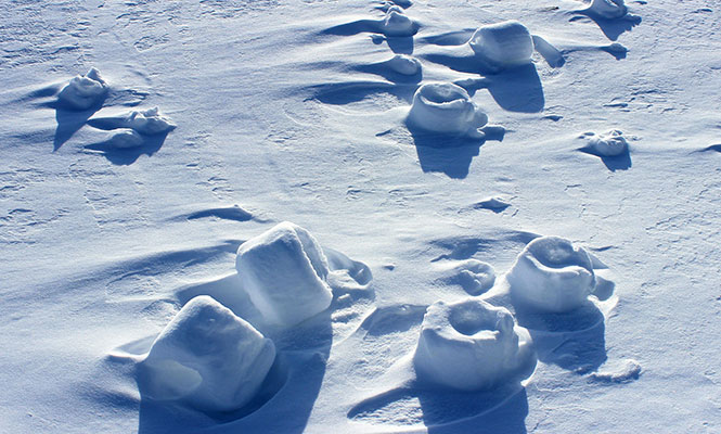 Snow Rollers are a strange occurrence caused by freezing winds and untouched snow. Many of these can be found all around the Kent State campus.