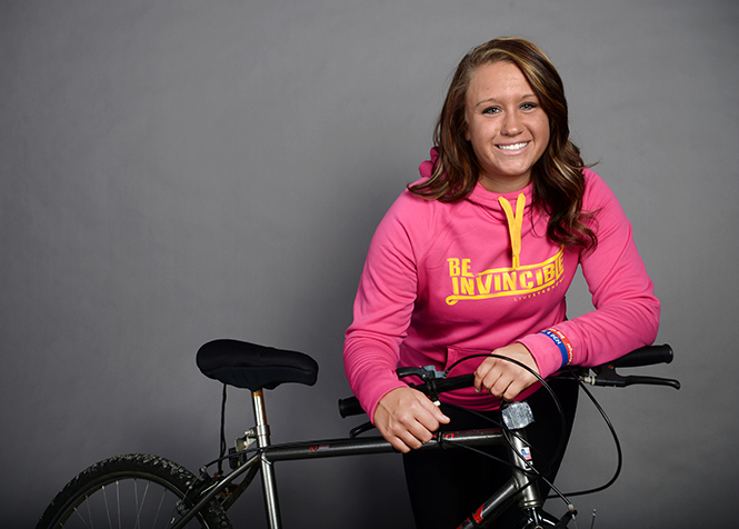Junior accounting major Heather Willard will bike accross country from June 1 to August 9, in the Ulman Cancer Fund for Young Adults 4k for Cancer event. Riders will take part in community service projects along the way, pedaling up to 114 miles on some days.