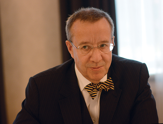 The President of Estonia Toomas Hendrik Ilves meets with Kent State students in a closed-door conference about Ukraine, the Estonian language patrol, ethnic Russians in Estonia and a variety of other topics at the presidential palace on Monday, March 24, 2014.