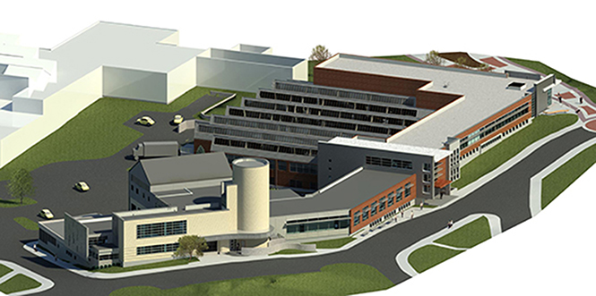 A rendering of the future construction connecting the Art Building and Van Deusen Hall. Rendering courtesy of Payto Architects.