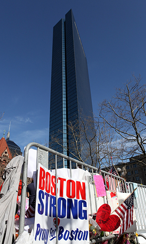 A memorial is shown for Boston Marathon bombing victims at Copley Square in Boston, Massachusetts, Thursday, April 25, 2013. Courtesy of MCT Campus.