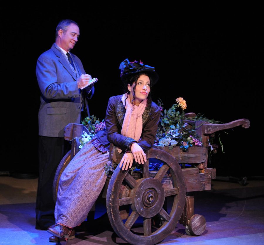 Greg Violand, left, as Henry Higgins and Kayce Cummings, right, as Eliza Doolittle. Both appear courtesy of Actors Equity Association.
