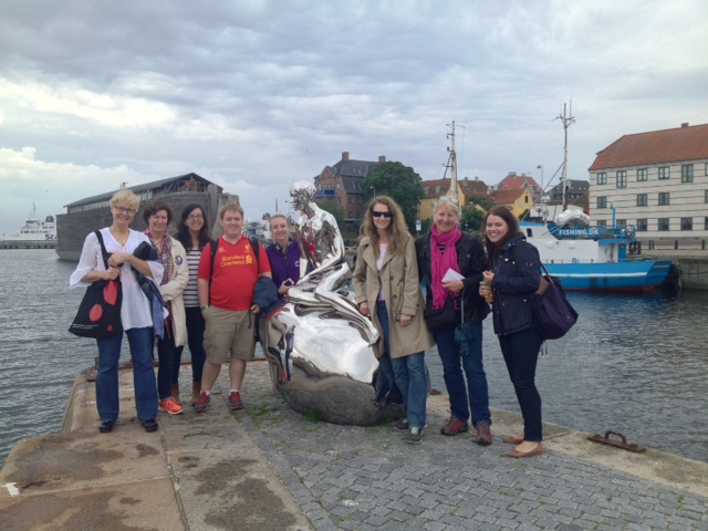 Students in Denmark pose for a group photo during a study abroad trip to study international children literature in June 2014.