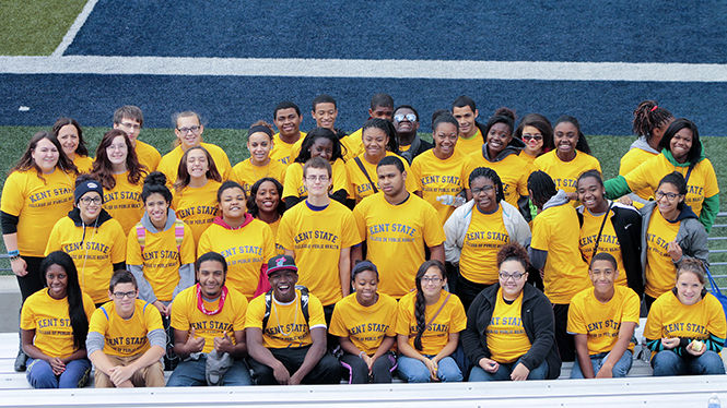 A Group of Upward Bound students from Kent States College of Public Health participated in the annual Heart Walk at Infocision Stadium in Akron Saturday, Sept. 13, 2014.