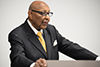 Louis Stokes, former Congressman and Kent States current Presidents Ambassador, spoke to sociology and justice majors Wednesday, Sept. 17, 2014 about his involvement in the Terry v. Ohio case that he argued in the U.S. Supreme Court in 1968. He related this court case to recent events involving police brutality such as Ferguson.