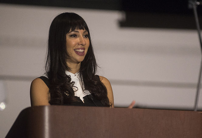 Jackie Cruz, Flaca in the Netflix original series, Orange is the New Black, speaks at Kent State on October 22, 2014. “The purpose of her coming is to show Kent State Latinos and Hispanics – and really all of the student body – that there are Hispanics out there who are doing great things for themselves,” said Kelsey Leyva, the public relations specialist for SALSA.