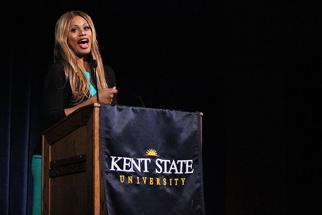 Orange Is the New Black cast member and transgender advocate Laverne Cox, speaks in Kent Student Center Ballroom for her “Ain’t I A Woman: My Journey to Womanhood” presentation on November 5, 2014.