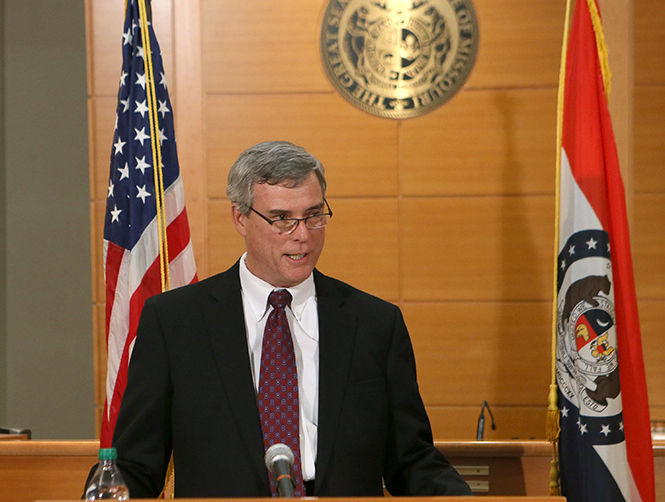 St. Louis County Prosecutor Robert McCulloch announces the grand jurys decision not to indict Ferguson police officer Darren Wilson in the Aug. 9 shooting death of Michael Brown on Monday, Nov. 24, 2014, at the Buzz Westfall Justice Center in Clayton, Mo. (Cristina Fletes-Boutte/St. Louis Post-Dispatch/TNS)