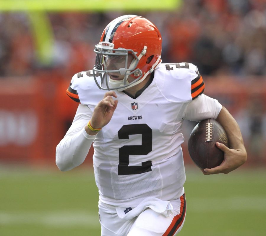 Cleveland Browns back-up quarterback Johnny Manziel runs for 39 yards after a pass catch against the Baltimore Ravens hat was nullified by a penalty on Sunday, Sept. 21, 2014, at FirstEnergy Stadium in Cleveland. 