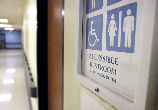 The Student Center has several gender-neutral restrooms, seen here on the third floor. The university will soon add more questions about gender to its on-campus housing application to accommodate students needs.