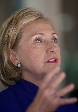 Former Secretary of State Hillary Rodham Clinton speaks during a news conference after a roundtable meeting at the Childrens Hospital Oakland Research Institute in Oakland, Calif., on Wednesday, July 23, 2014.