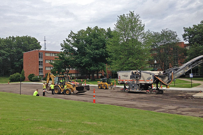 Construction of the Manchester/Fletcher parking lot on July 17, 2015.