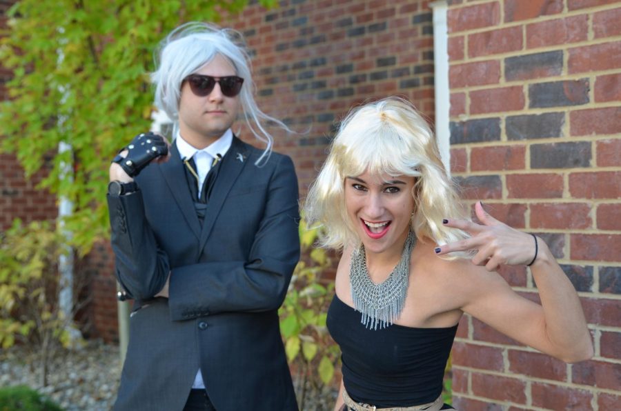 Junior fashion design majors Evan Costello (left) and Gina Lytz (right) have their costumes ready for Halloween. Evan is going as fashion designer Karl Lagerfeld, and Gina is going as fashion designer Betsy Johnson.