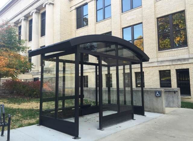 This semesters new bus stop addition located in front of Franklin Hall