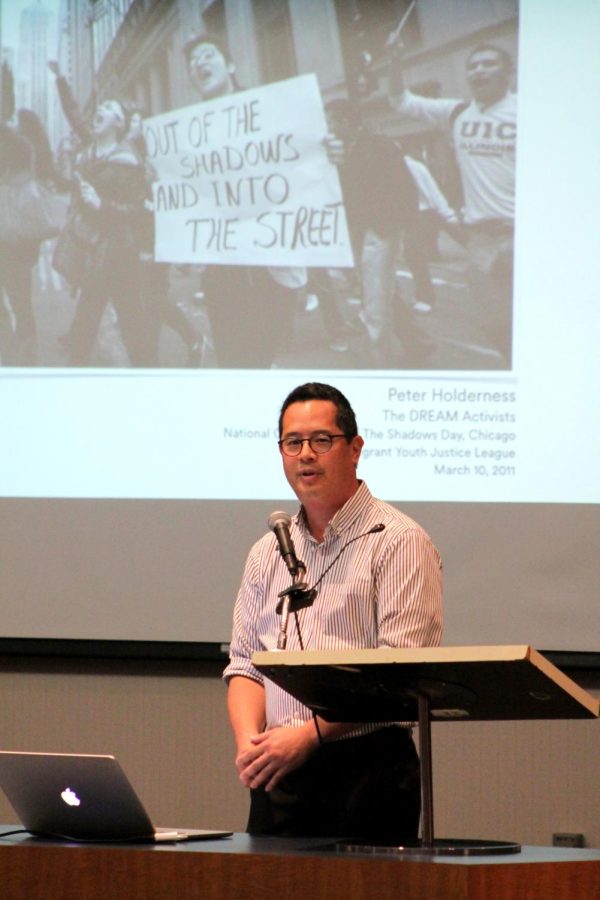 Jeff Chang speaks to Kent State students on the colorization of America in the Kent Student Center Governance Chamber Monday, October 5, 2015.