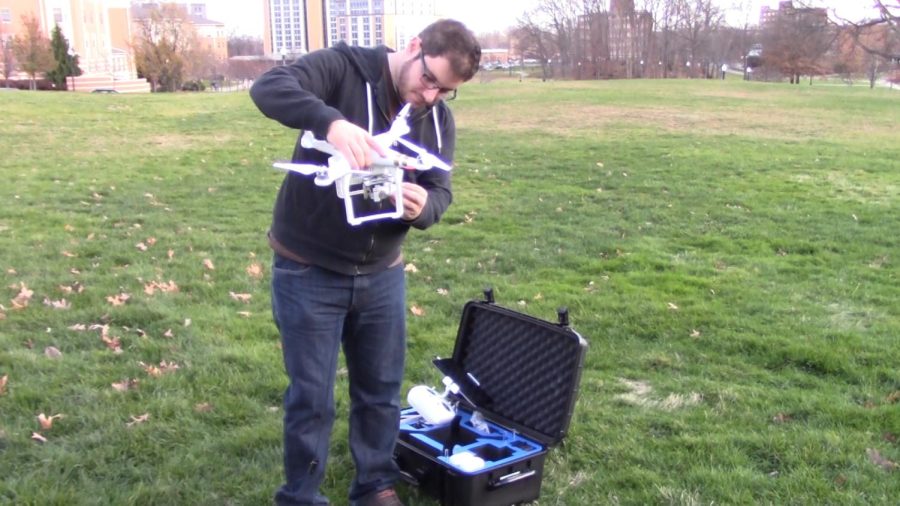 Matt Unger is careful packing and unpacking his drone out of its padded case.
