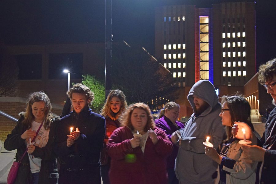 Members of Kent State’s Progressive Student Alliance hosted a prayer vigil outside of the M.A.C. Center Thursday night.