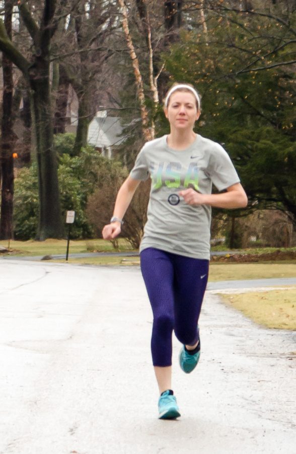 Professor Elizabeth Herndon runs on Wednesday, Feb. 24, 2016. Herndon participated in the U.S. Olympic marathon trials on Saturday, Feb. 13, 2016, where she placed 43rd.