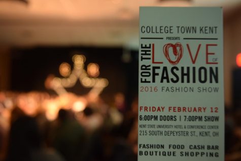 A For the Love of Fashion ticket with the runway stage in the background Friday, February 12, 2016. Tickets cost $10 while VIP tickets cost $20.