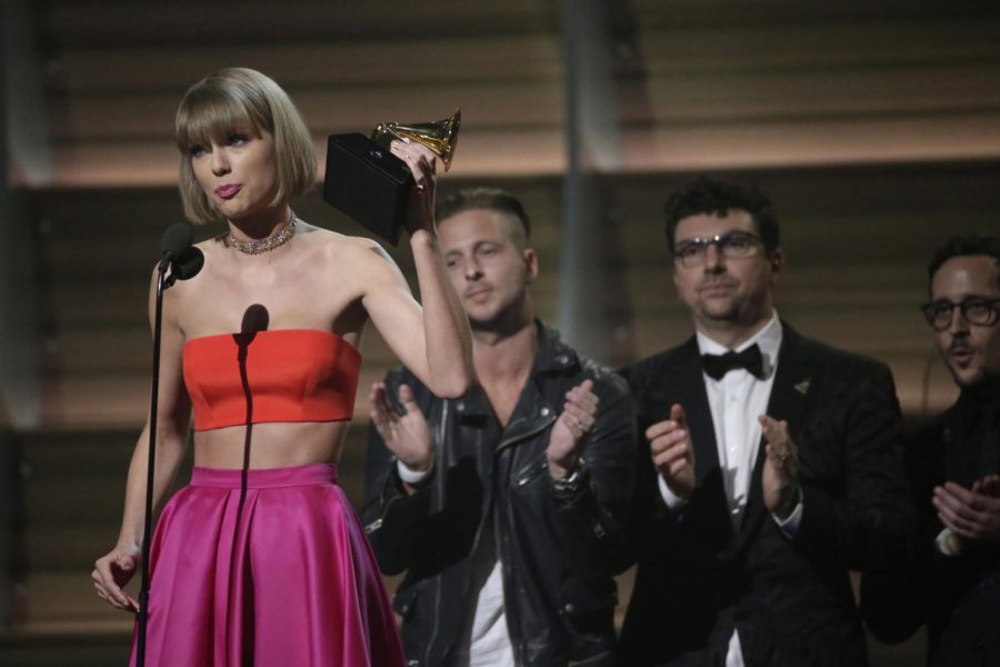 Taylor Swift wins Album of the Year at the 58th Annual Grammy Awards on Monday, Feb. 15, 2016, at the Staples Center in Los Angeles.
