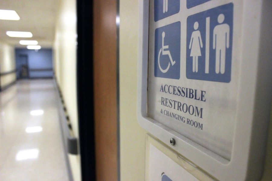 The Student Center has several gender-neutral restrooms, seen here on the third floor.