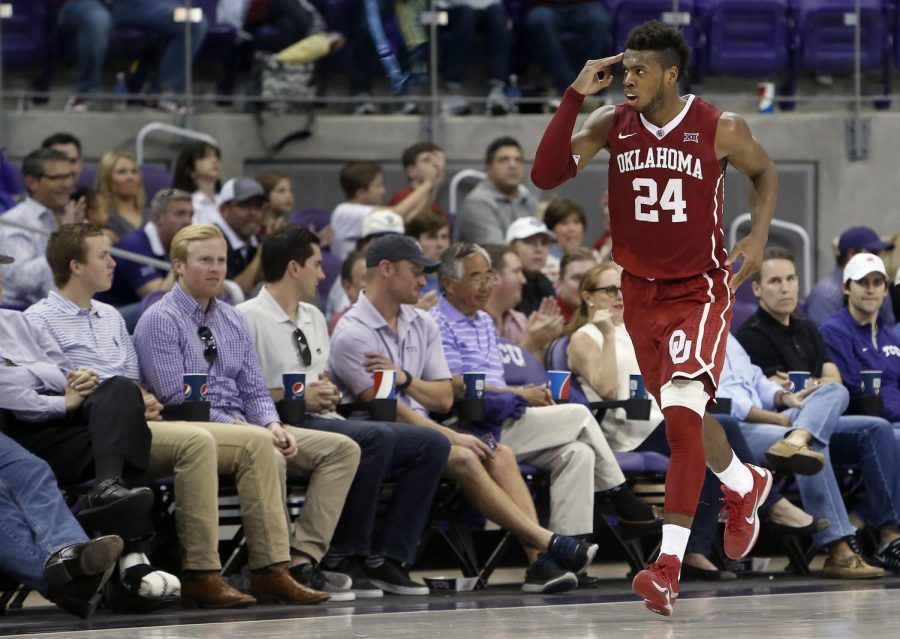 Oklahomas+Buddy+Hield+%2824%29+gives+a+3-point+salute+during+the+second+half+against+Texas+Christian+on+Saturday%2C+March+5%2C+2016%2C+at+Schollmaier+Arena+in+Fort+Worth%2C+Texas.+Oklahoma+won%2C+75-67.